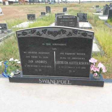 SWANEPOEL Jan Andries 1918-1978 &amp; Gertruida Aletta Susanna 1915-2006