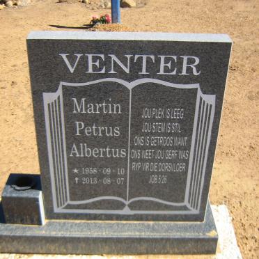 VENTER Martin Petrus Albertus 1958-2013