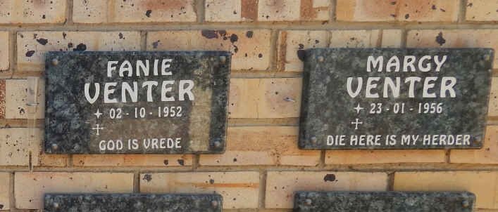 VENTER Fanie 1952- &amp; Margy 1956-