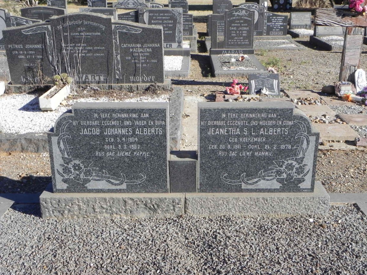 ALBERTS Jacob Johannes 1904-1967 &amp; Jeanetha S.L. KOEKEMOER 1911-1978
