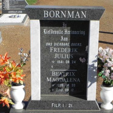 BORNMAN Frederik Julius 1941- &amp; Beatrix Magdalena 1939-2012