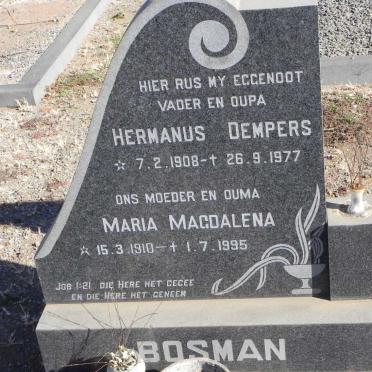 BOSMAN Hermanus Dempers 1908-1977 &amp; Maria Magdalena 1910-1995