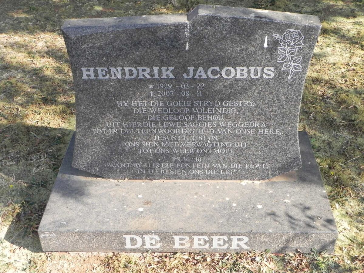 BEER Hendrik Jacobus, de 1929-2007