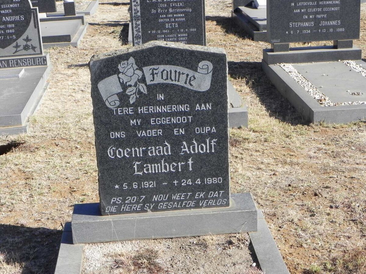 FOURIE Coenraad Adolf Lambert 1921-1980