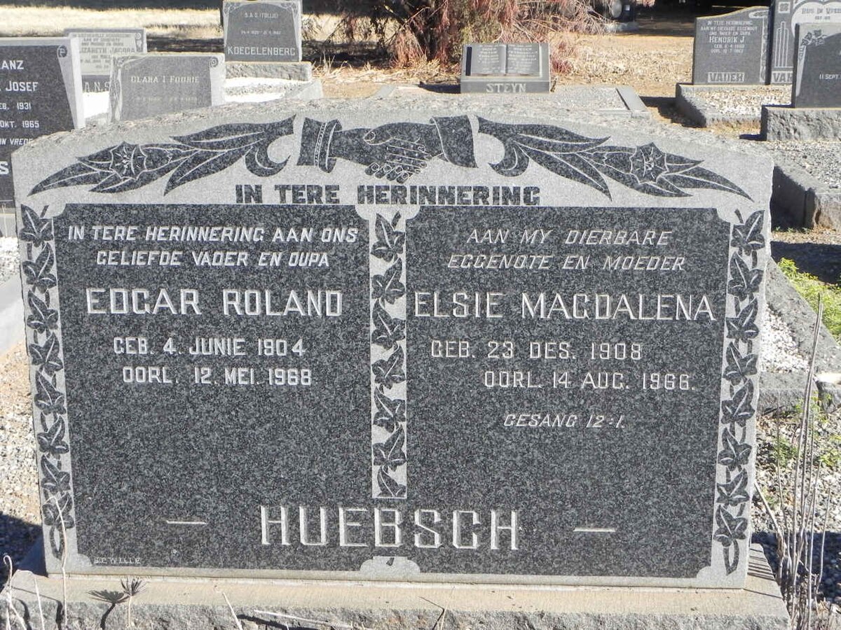 HUEBSCH Edgar Roland 1904-1968 &amp; Elsie Magdalena 1908-1966