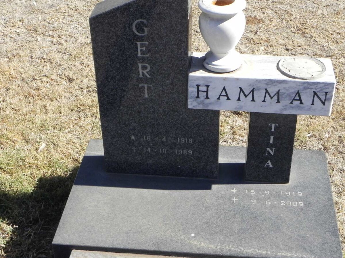 HAMMAN Gert 1918-1989 &amp; Tina 1919-2009