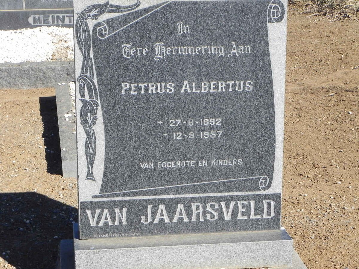 JAARSVELD Petrus Albertus, van 1892-1957