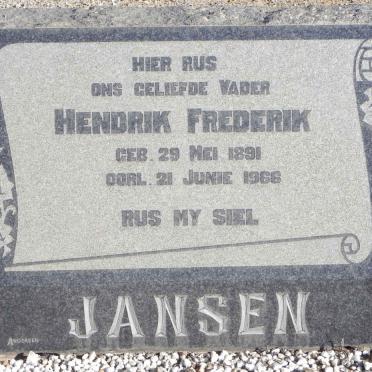 JANSEN Hendrik Frederik 1891-1966