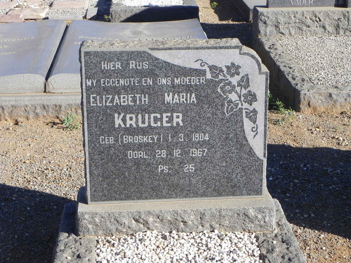 KRUGER Elizabeth Maria nee BROSKEY 1904-1967