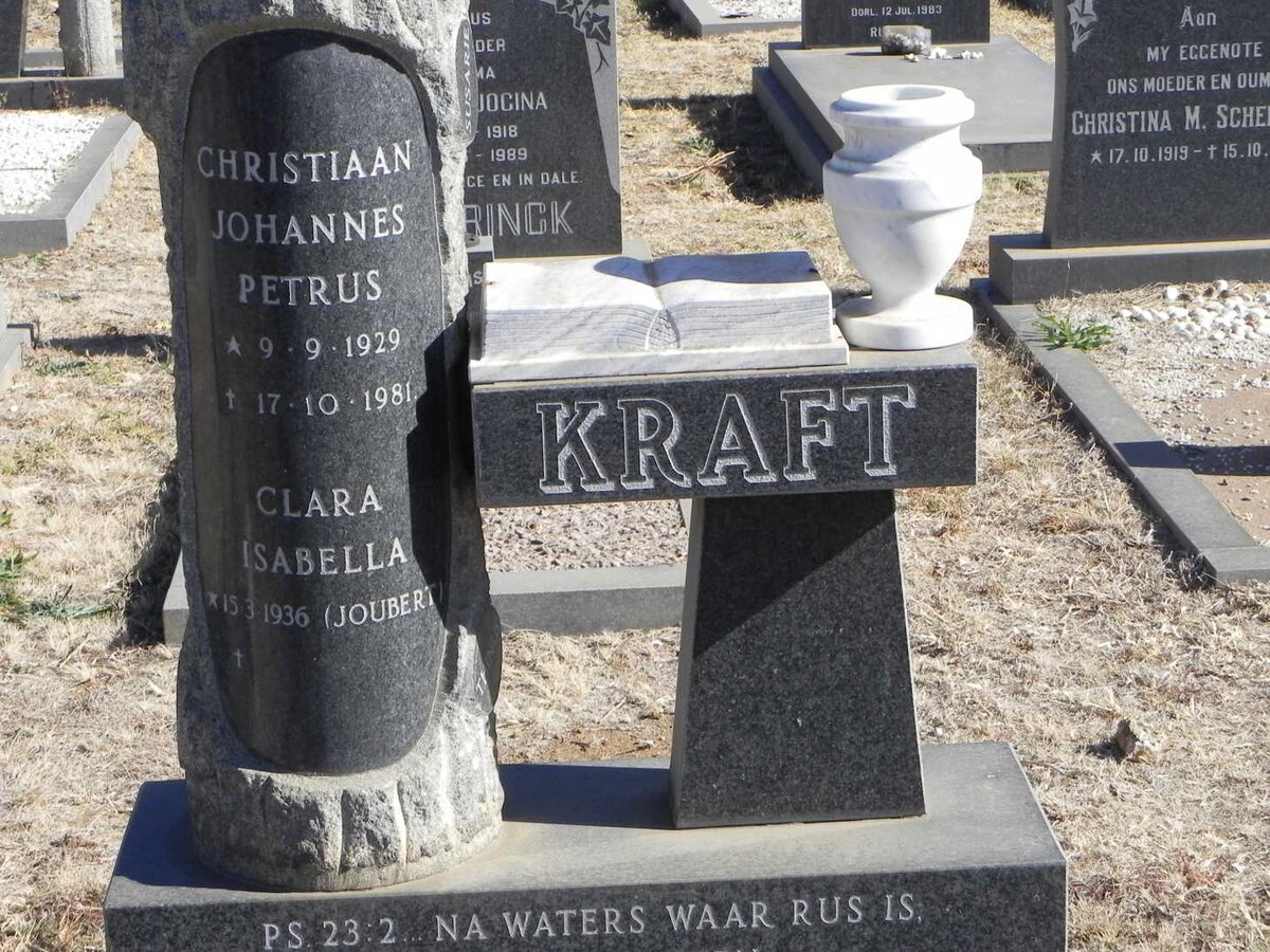 KRAFT Christiaan Johannes Petrus 1929-1981 &amp; Clara Isabella JOUBERT 1936-