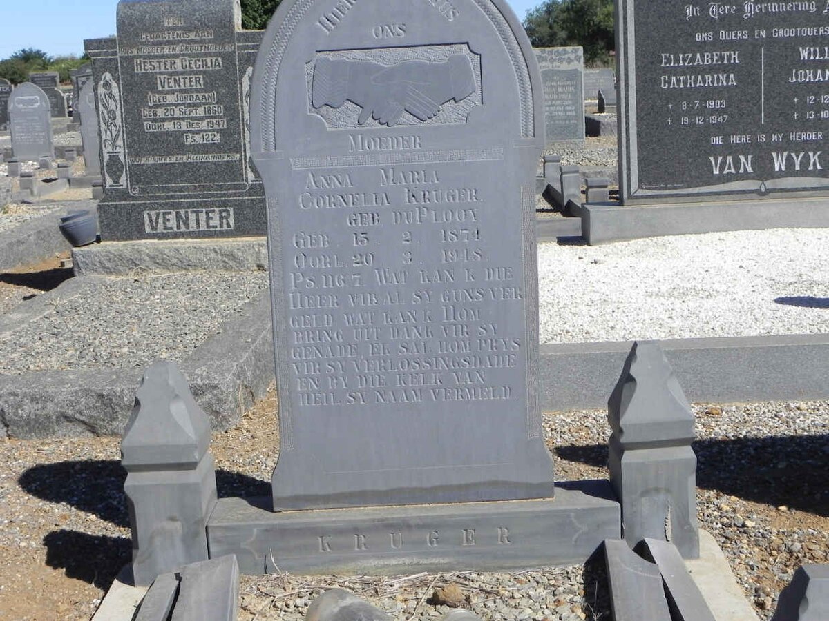 KRUGER Anna Maria Cornelia nee DU PLOOY 1874-1948