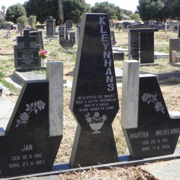 KLEYNHANS Jan 1912-1997 &amp; Martha Wilhelmina 1911-2006