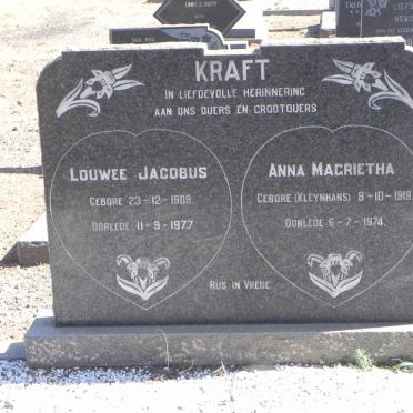 KRAFT Louwee Jacobus 1909-1977 &amp; Anna Magrietha KLEYNHANS 1919-1974