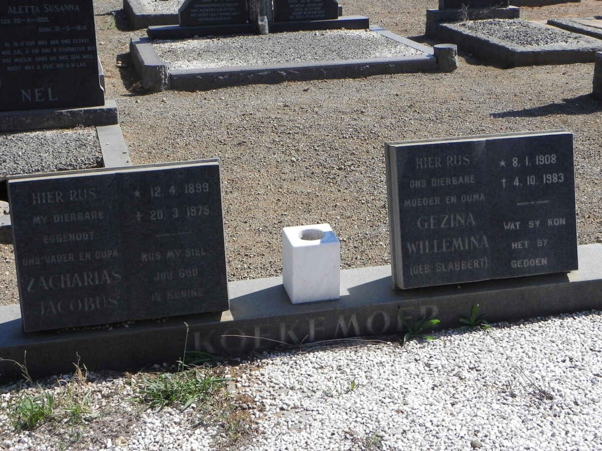 KOEKEMOER Zacharias Jacobus 1899-1975 &amp; Gezina Willemina SLABBERT 1908-1983
