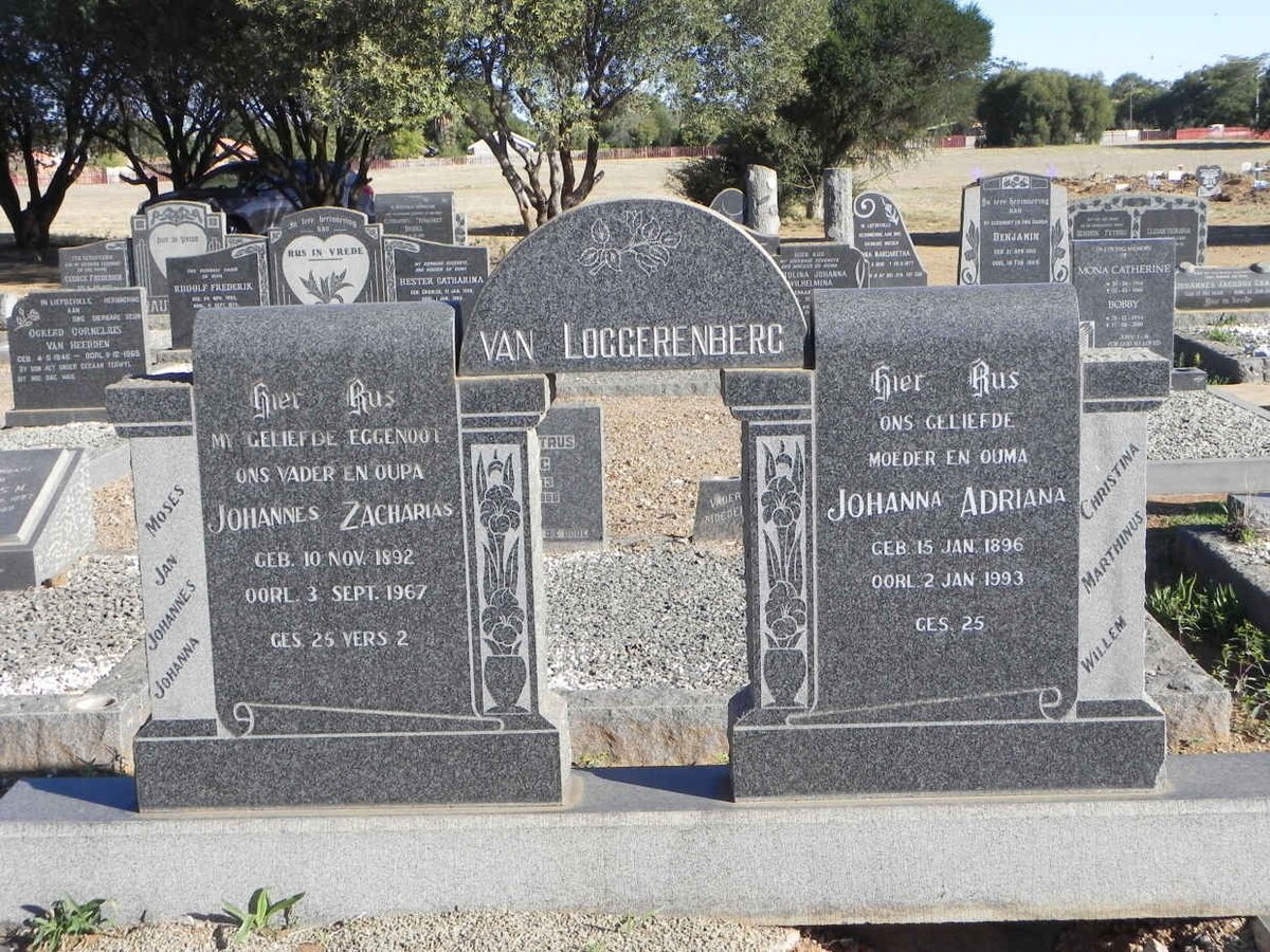 LOGGERENBERG Johannes Zacharias, van 1892-1967 &amp; Johanna Adriana 1896-1993