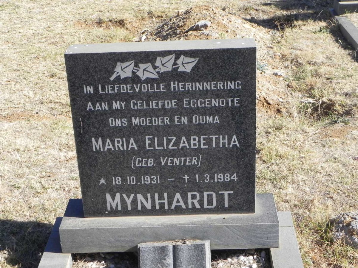 MYNHARDT Maria Elizabetha nee VENTER 1931-1984