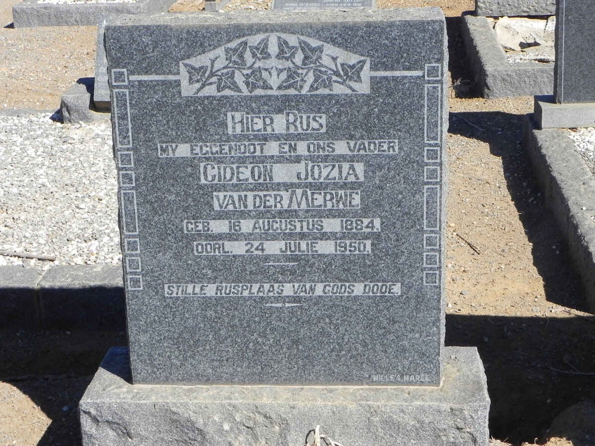 MERWE Gideon Jozia, van der 1884-1950