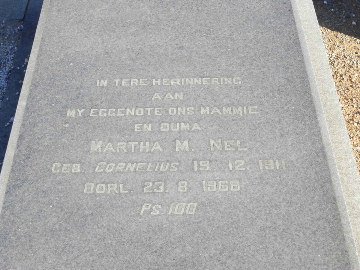 NEL Martha M. nee CORNELIUS 1911-1968