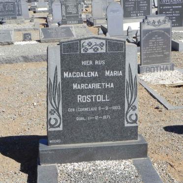 ROSTOLL Magdalena Maria Margarietha nee CORNELIUS 1903-1971
