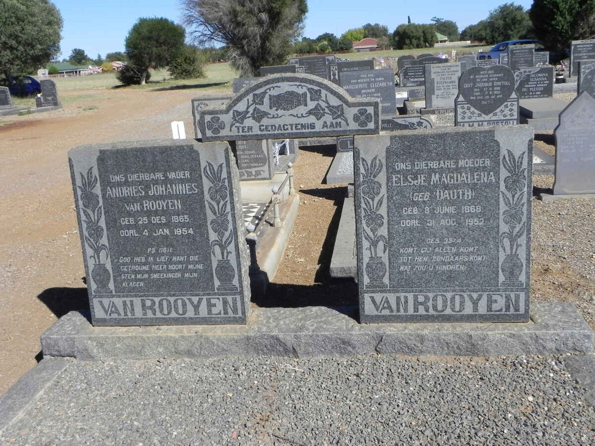 ROOYEN Andries Johannes, van 1865-1954 &amp; Elsje Magdalena DAUTH 1868-1952