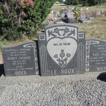 ROUX Albert Jacobus, le 1874-1961 &amp; Maria Magdalena KNOX 1885-1962