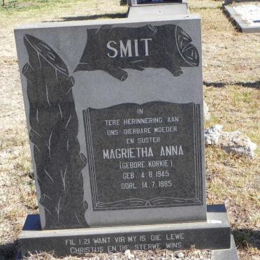 SMIT Magrietha Anna nee KORKIE 1945-1985
