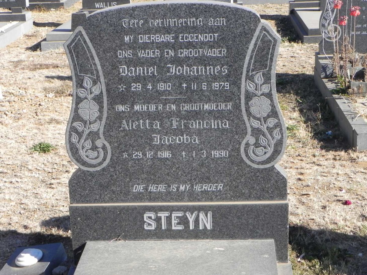 STEYN Daniel Johannes 1910-1979 &amp; Aletta Francina Jacoba 1916-1990