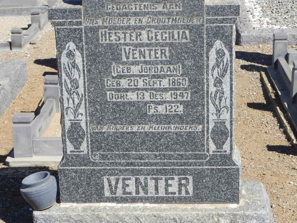 VENTER Hester Cecilia nee JORDAAN 1860-1947