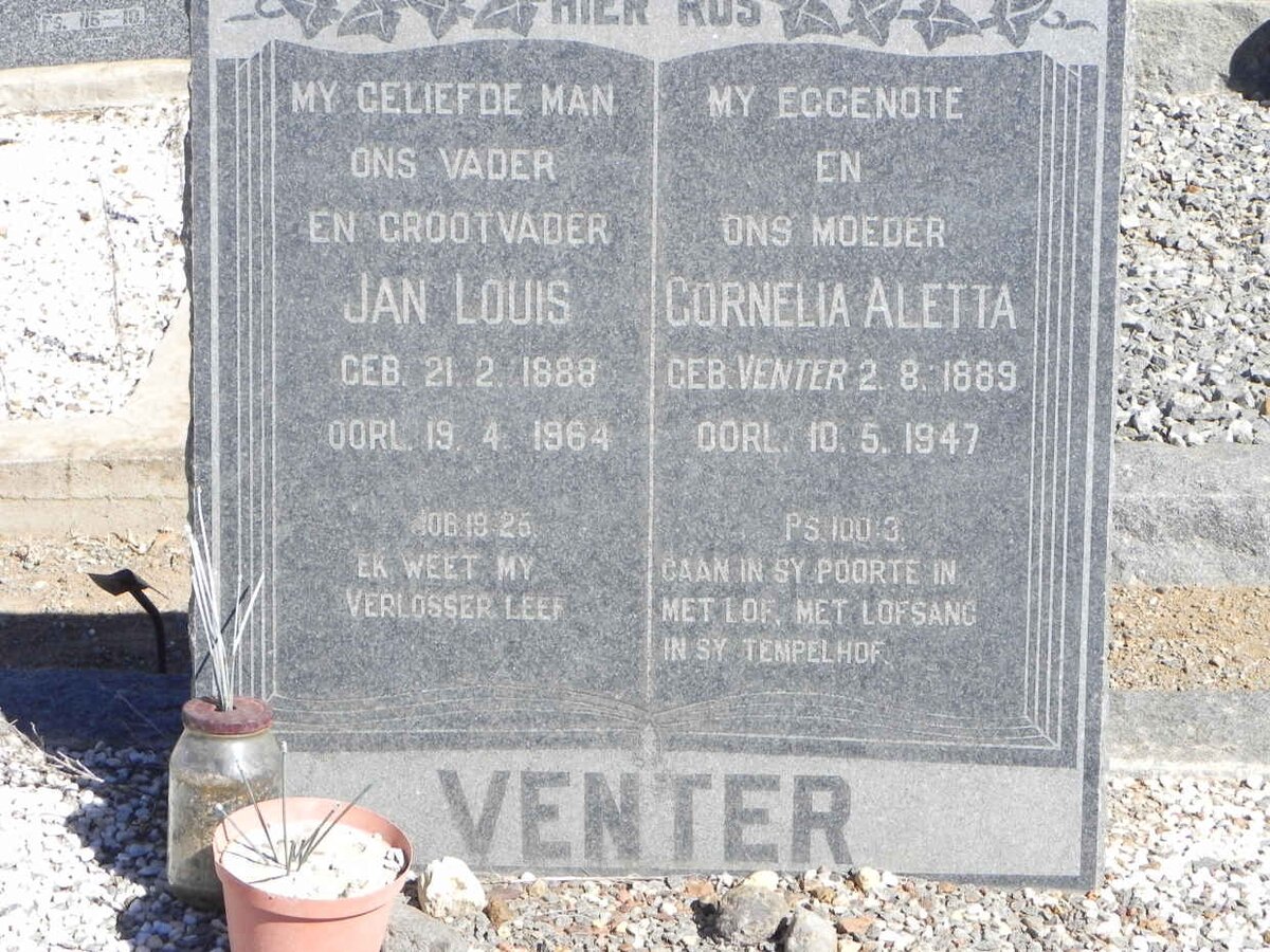 VENTER Jan Louis 1888-1964 &amp; Cornelia Aletta VENTER 1889-1947