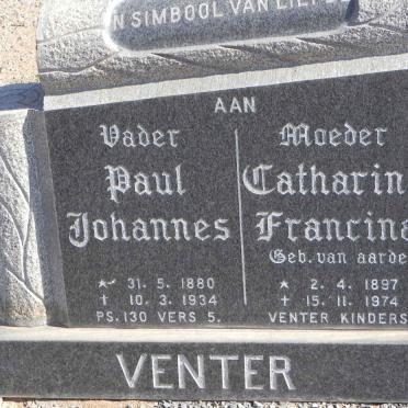 VENTER Paul Johannes 1880-1934 &amp; Catharina Francina VAN AARDE 1897-1974