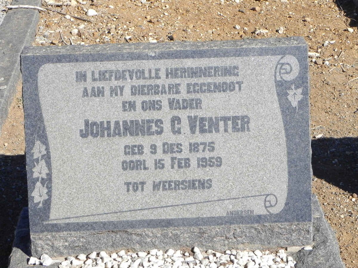VENTER Johannes G. 1875-1959