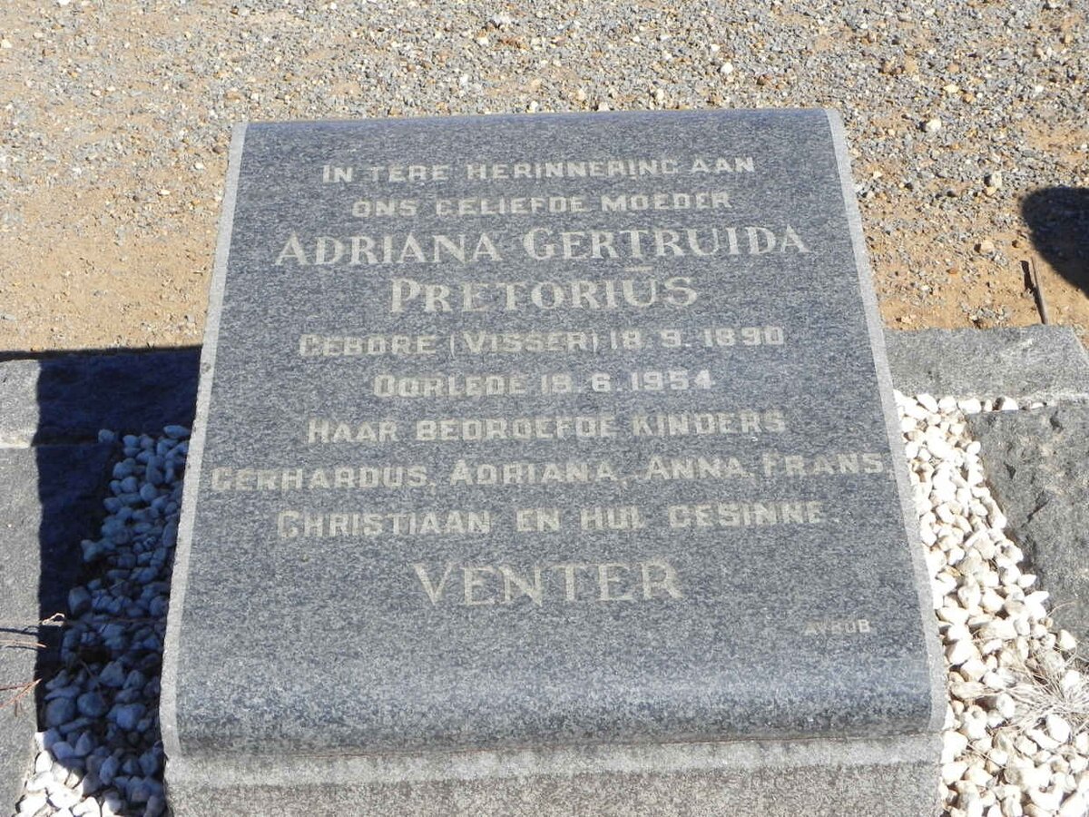 VENTER Adriana Gertruida, PRETORIUS nee VISSER 1890-1954