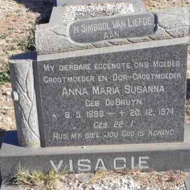 VISAGIE Anna Maria Susanna nee DU BRUYN 1888-1974