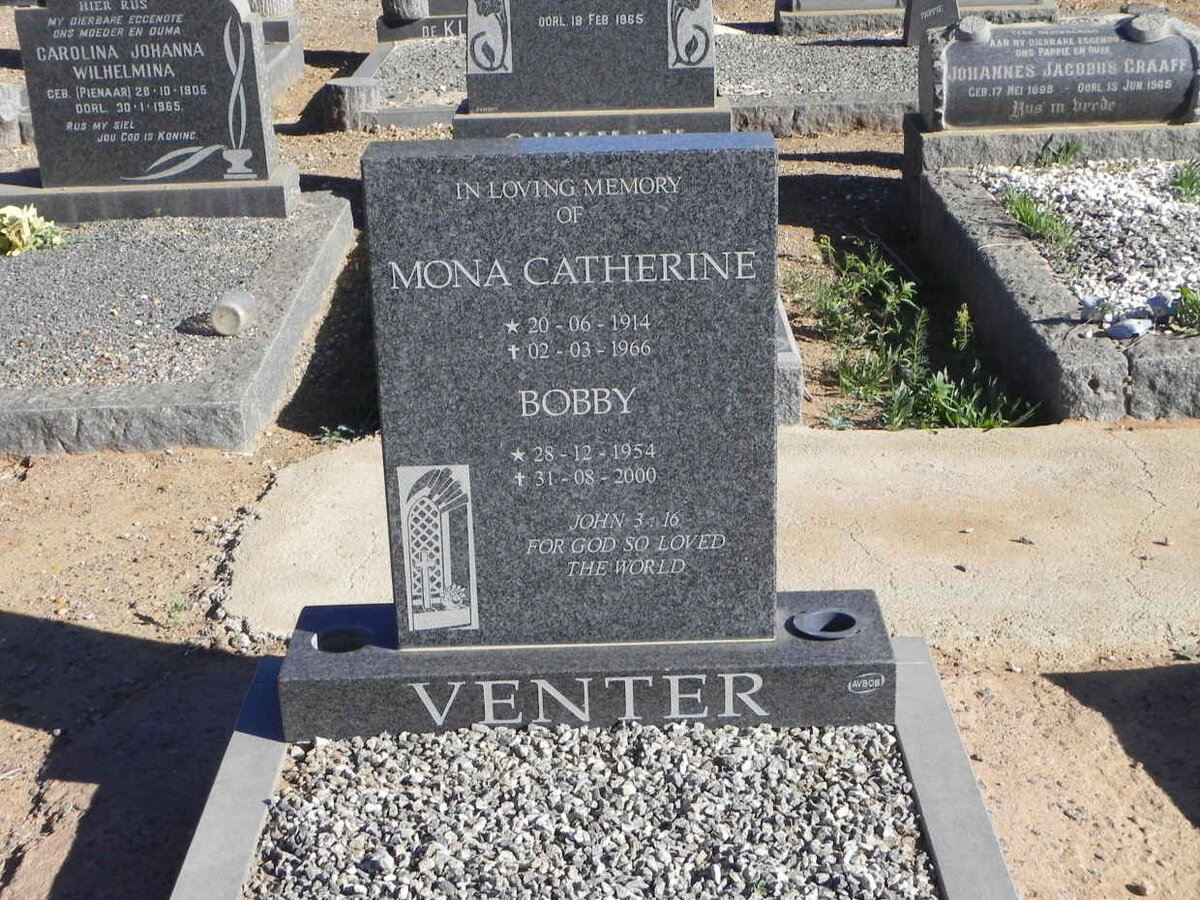 VENTER Mona Catherine 1914-1966 :: VENTER Bobby 1954-2000