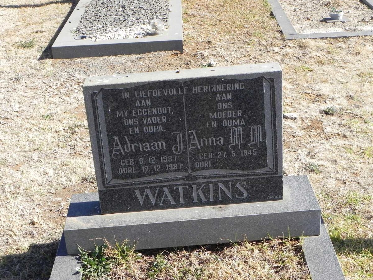 WATKINS Adriaan J. 1937-1987 &amp; Anna M.M. 1945-
