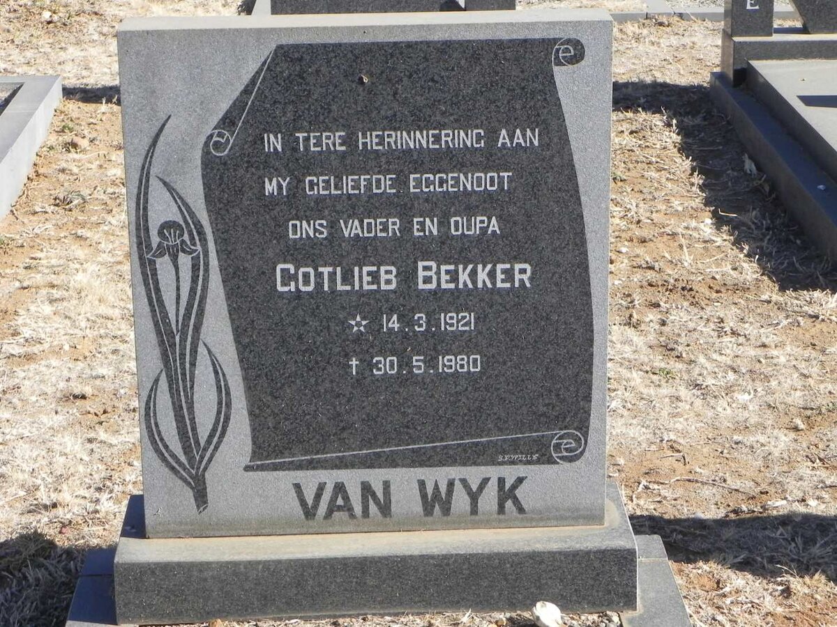 WYK Gotlieb Bekker, van 1921-1980