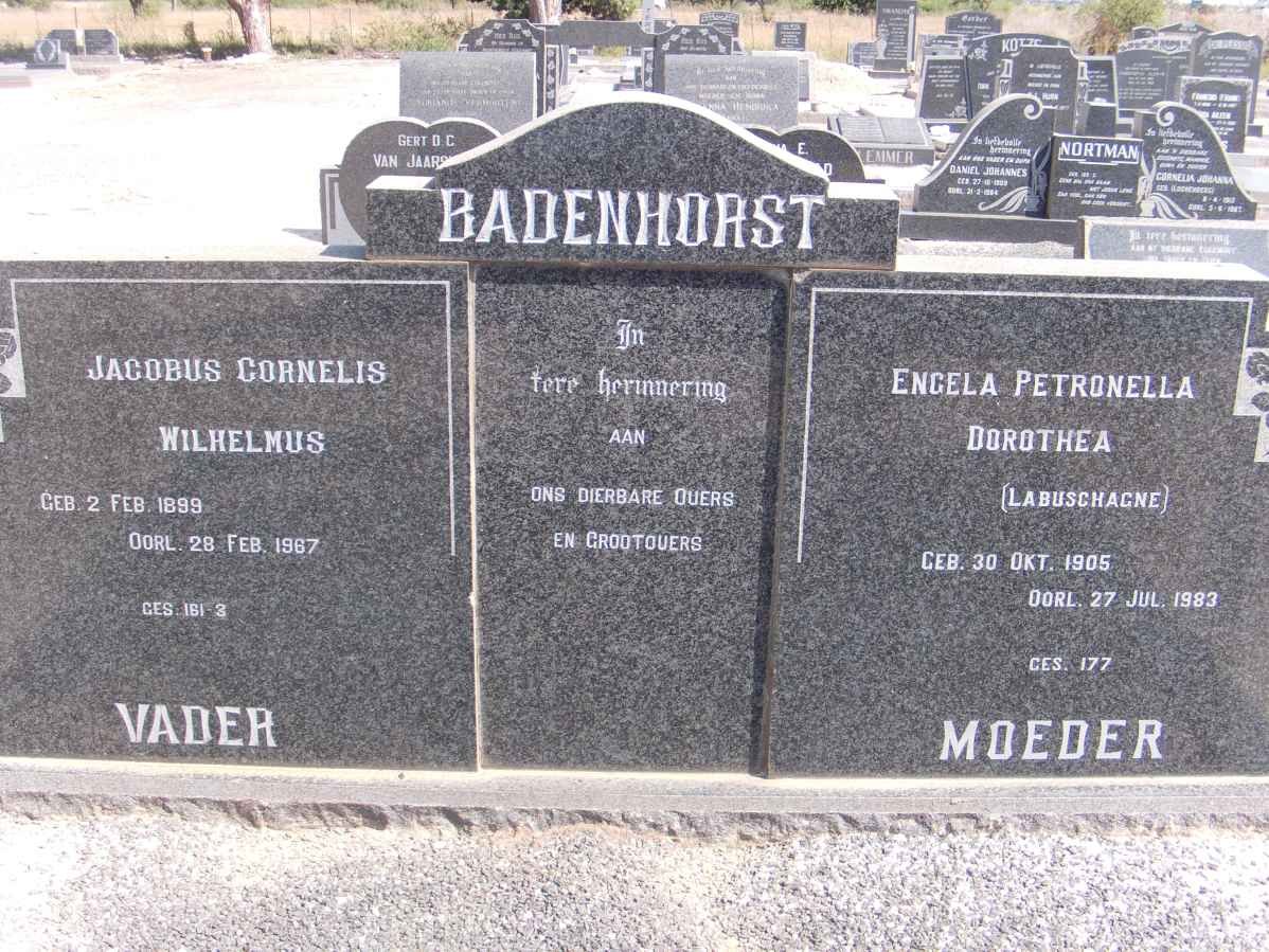 BADENHORST Jacobus Cornelius Wilhelmus 1899-1967 &amp; Engela Petronella LABUSCHAGNE 1905-1983