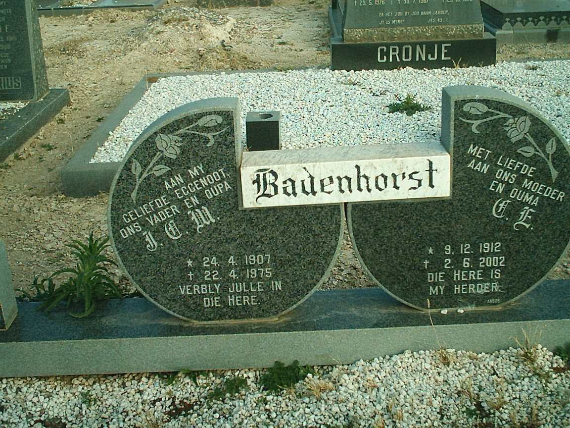 BADENHORST J.C.M. 1907-1975 &amp; J.E. 1912-2002