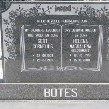BOTES Gert Cornelius 1909-1986 &amp; Helena Magdalena GELDENHUYS 1919-2006
