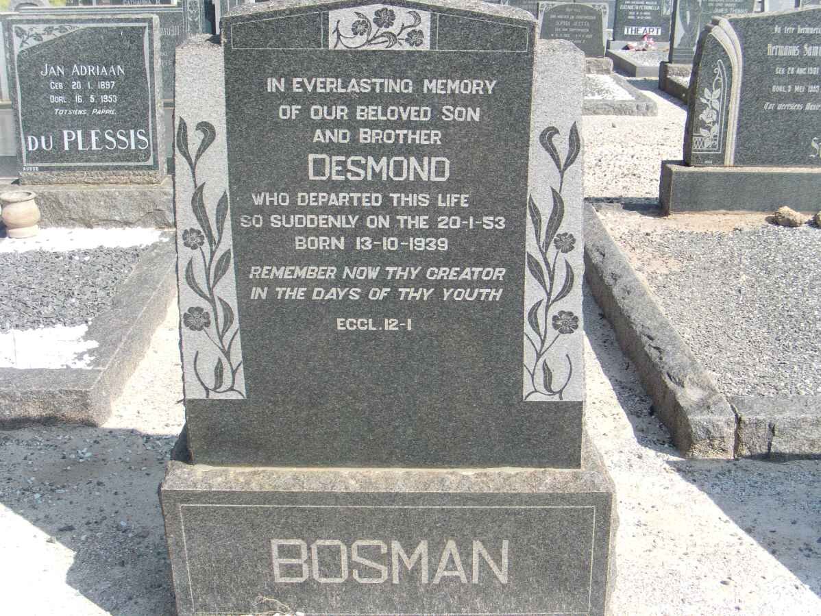 BOSMAN Desmond 1939-1953