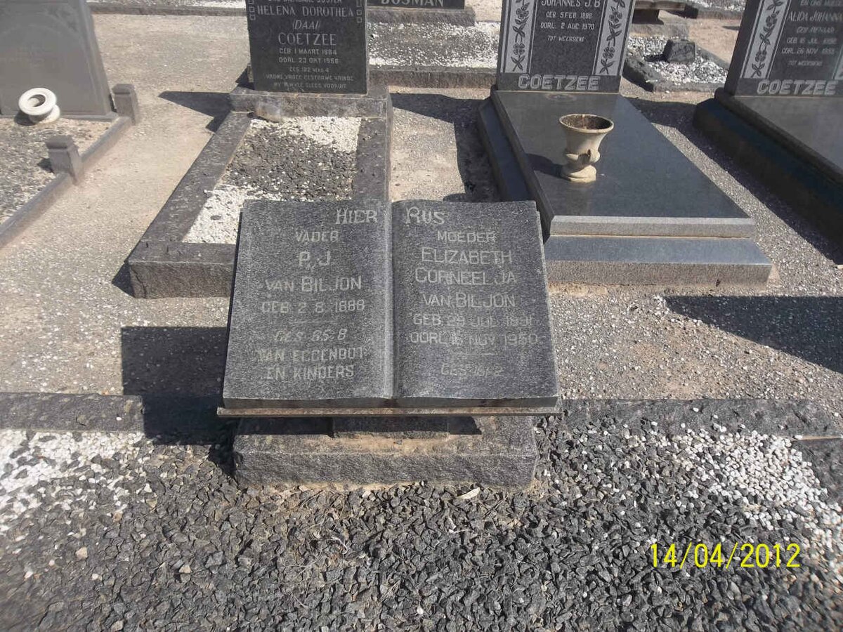 BILJON P.J., van 1888- &amp; Elizabeth Corneelja 1891-1950