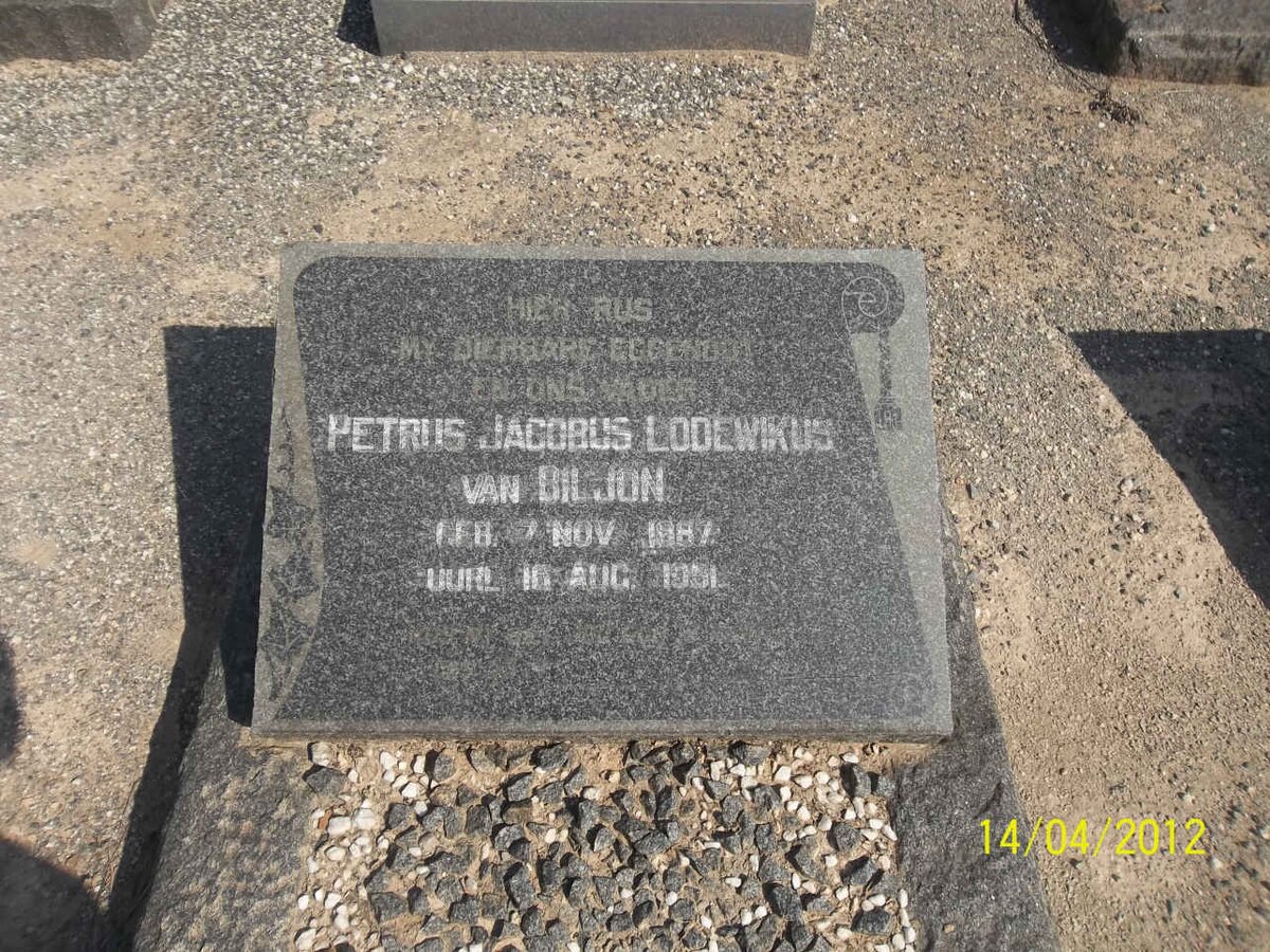 BILJON Petrus Jacobus Lodewikus, van 1887-1951