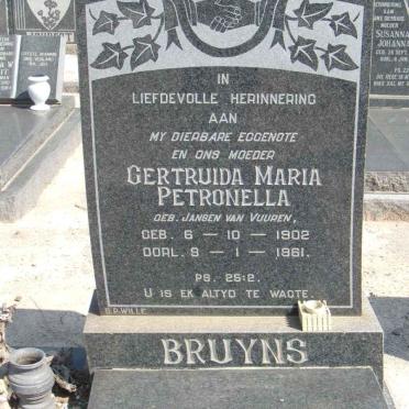BRUYNS Hendrik Pieter Jacobus 1904-1965 &amp; Gertruida Maria Petronella JANSEN VAN VUUREN 1901-1961