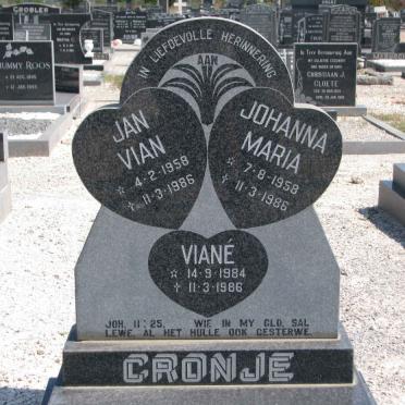 CRONJE Jan Vian 1958-1986 &amp; Johanna Maria 1958-1986 :: CRONJE Viané 1984-1986