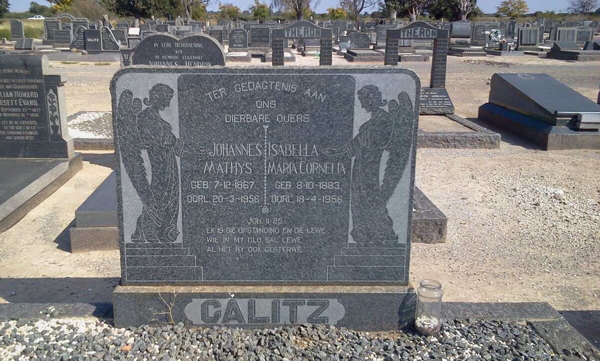 CALITZ Johannes Mathys 1867-1956 &amp; Isabella Maria Cornelia 1883-1956