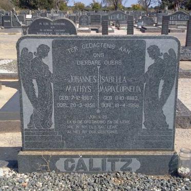 CALITZ Johannes Mathys 1867-1956 &amp; Isabella Maria Cornelia 1883-1956