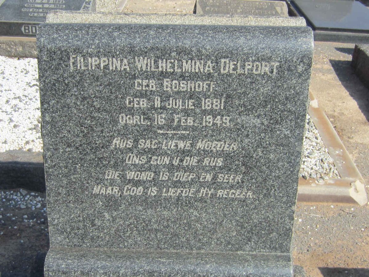 DELPORT Filippina Wilhelmina nee BOSHOFF 1881-1949