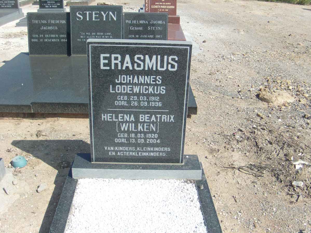 ERASMUS Johannes Lodewickus 1912-1996 &amp; Helena Beatrix WILKEN 1920-2004