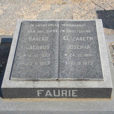 FAURIE Barend Jacobus 1893-1973 &amp; Elizabeth Josepha 1891-1973