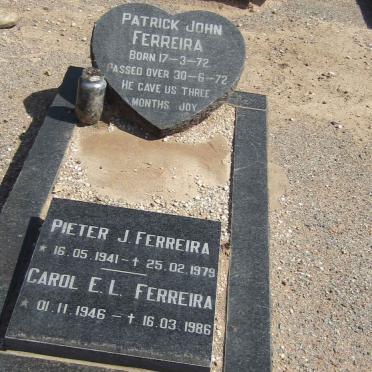 FERREIRA Pieter J. 1941-1979 &amp; Carol E.L. 1946-1986 :: FERREIRA Patrick John 1972-1972